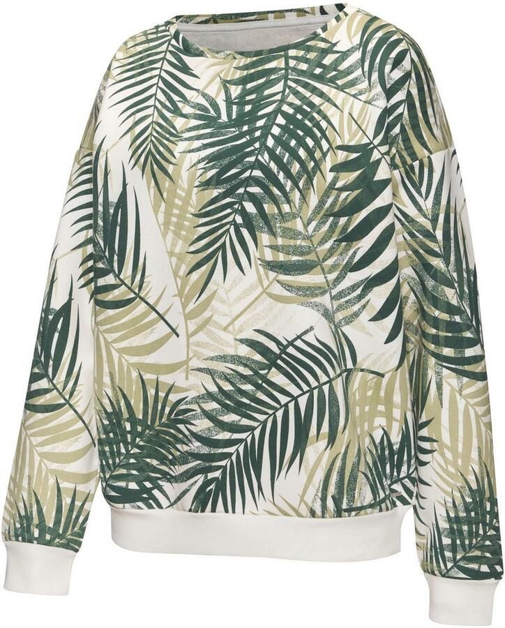 Lascana Sweater Loungeshirt Loungetop met allover-bladerenprint loungewear (1-delig) - Foto 3