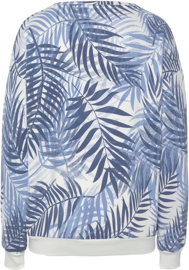 Lascana Sweater Loungeshirt Loungetop met allover-bladerenprint loungewear (1-delig) - Foto 4