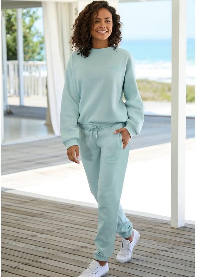 Lascana Sweatbroek Loungebroek Relaxbroek Loungebroek met zijzakken en logo-borduurwerk loungewear