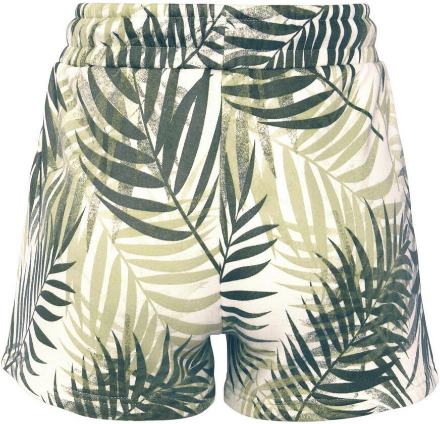 Lascana Sweatshort -lounge shorts Loungebroek met mooie allover-bladerenprint loungewear (1-delig)