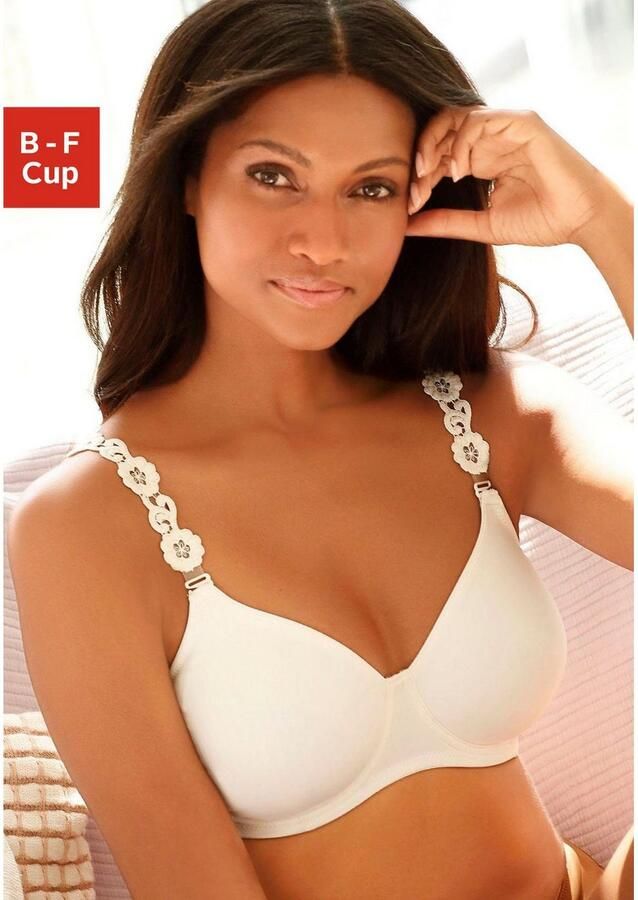 Lascana T-shirt-bh met 3 bandjes (verwisselbare bandjes) en borduursel - Foto 5