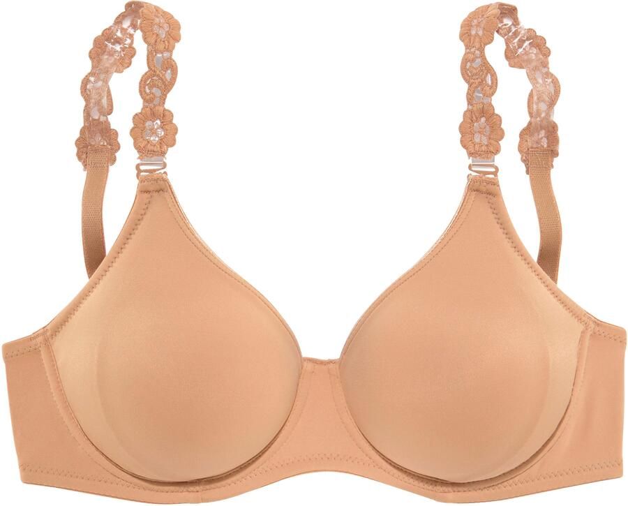 Lascana T-shirt-bh met 3 bandjes (verwisselbare bandjes) en borduursel