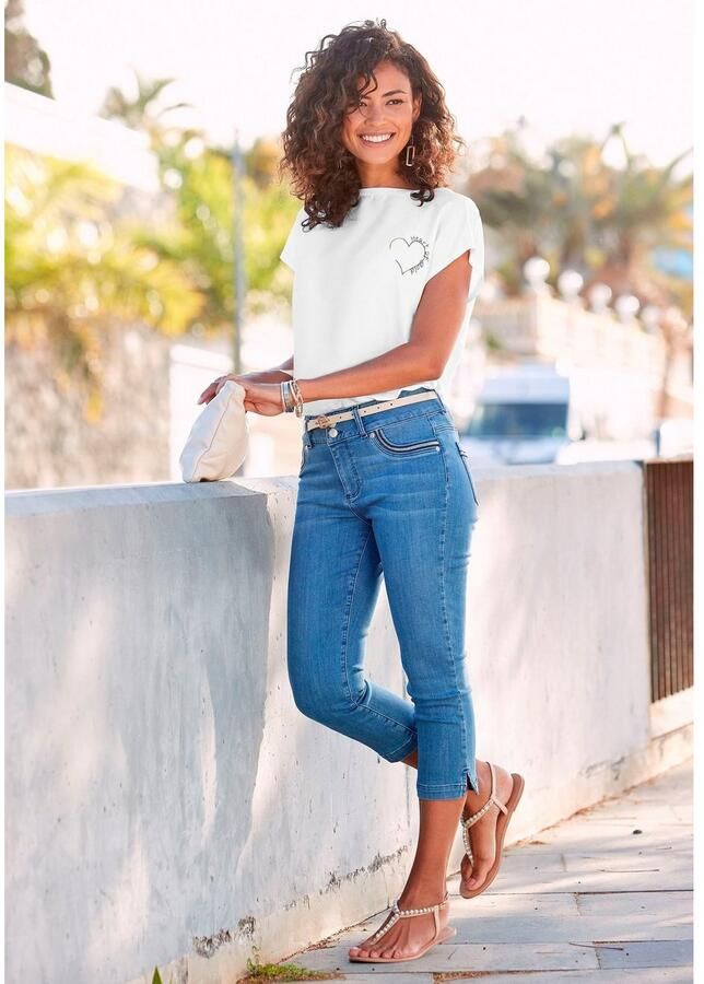 Lascana T-shirt met glanzende print katoenen shirt met korte mouwen - Foto 2