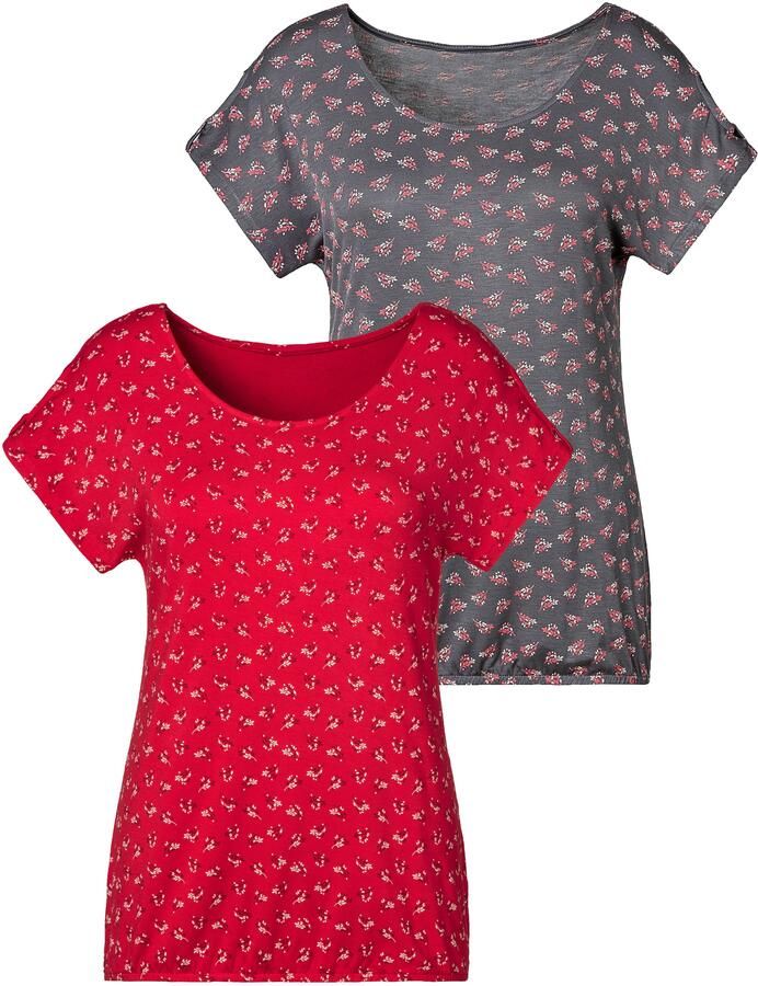 Lascana T-shirt Met kleine cut-out op de mouw (Set van 2) - Foto 6