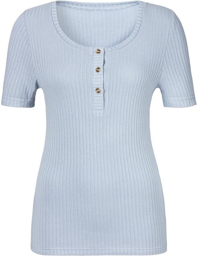 Lascana T-shirt Met korte knoopsluiting van zachte viscose-ribkwaliteit