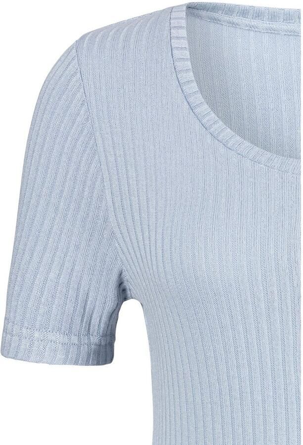 Lascana T-shirt Met korte knoopsluiting van zachte viscose-ribkwaliteit - Foto 2