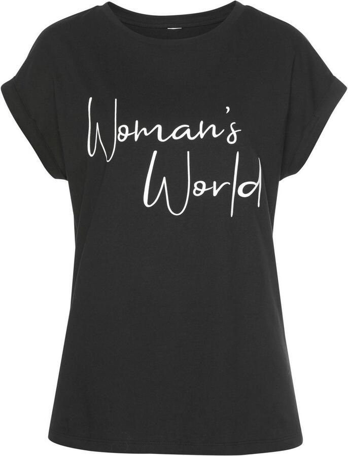 Lascana T-shirt met print aan de voorkant katoenen shirt met korte mouwen basic