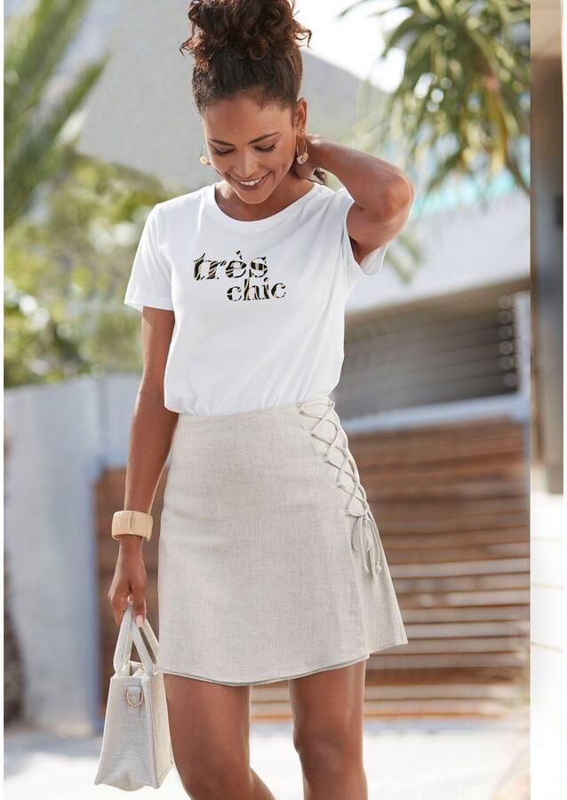 Lascana T-shirt met print katoenen shirt met korte mouwen casual-chic - Foto 3