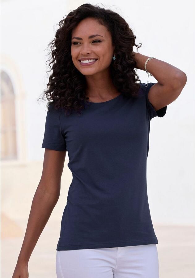 Lascana T-shirt Met ronde hals van elastische katoen-modal kwaliteit (Set van 2) - Foto 5