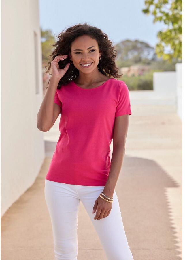 Lascana T-shirt Met ronde hals van elastische katoen-modal kwaliteit (Set van 2) - Foto 3