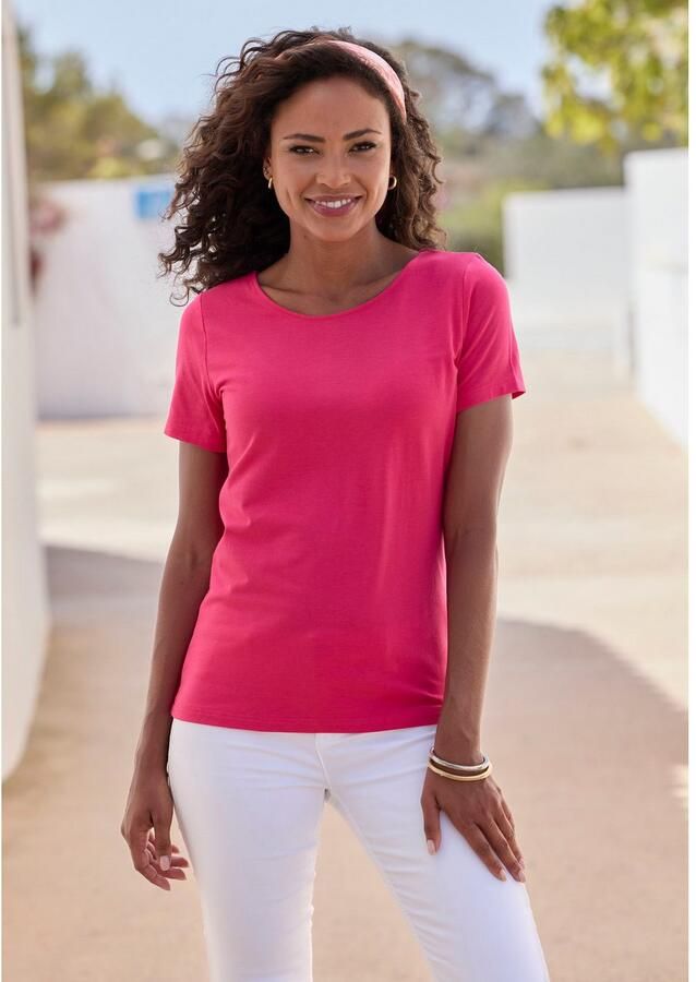 Lascana T-shirt Met ronde hals van elastische katoen-modal kwaliteit (Set van 2) - Foto 4