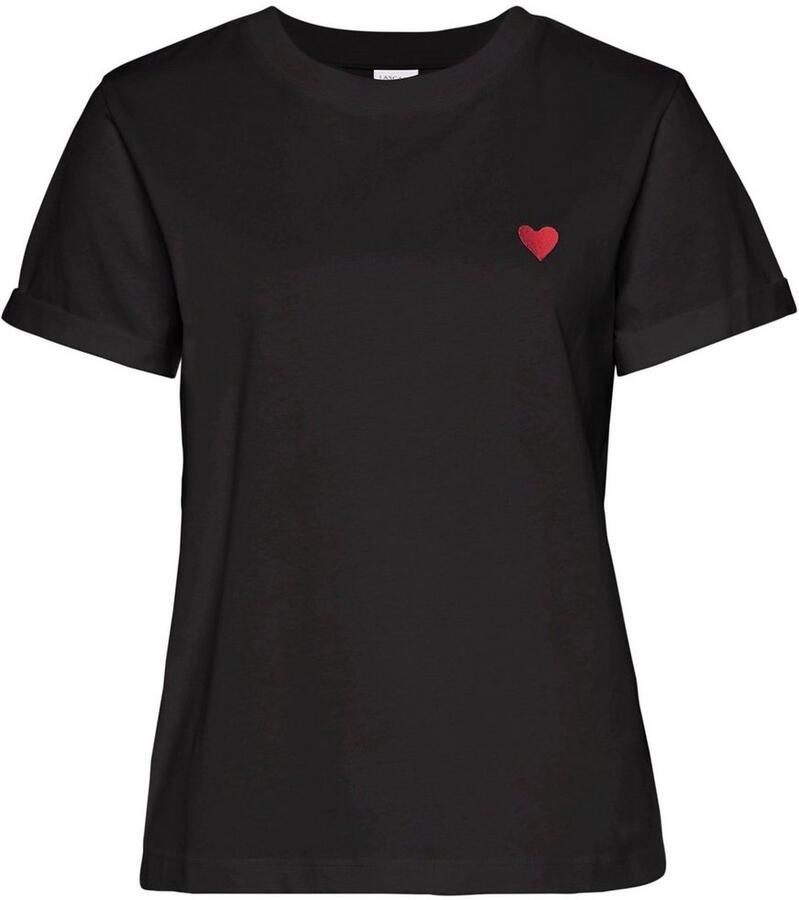 Lascana T-shirt met schattige geborduurde hartjes katoenen shirt met korte mouwen