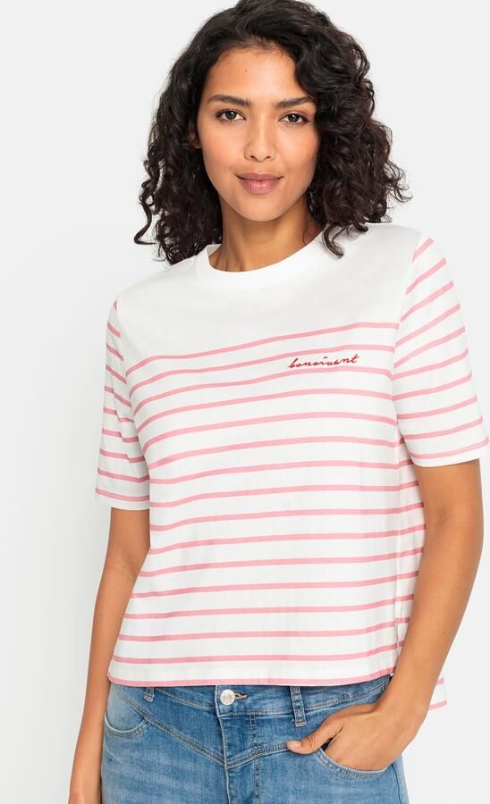 Lascana T-shirt met strepen katoenen shirt met korte mouwen slanke look basic - Foto 4