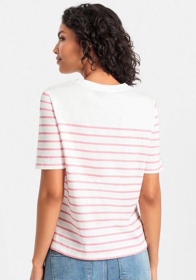 Lascana T-shirt met strepen katoenen shirt met korte mouwen slanke look basic - Foto 3