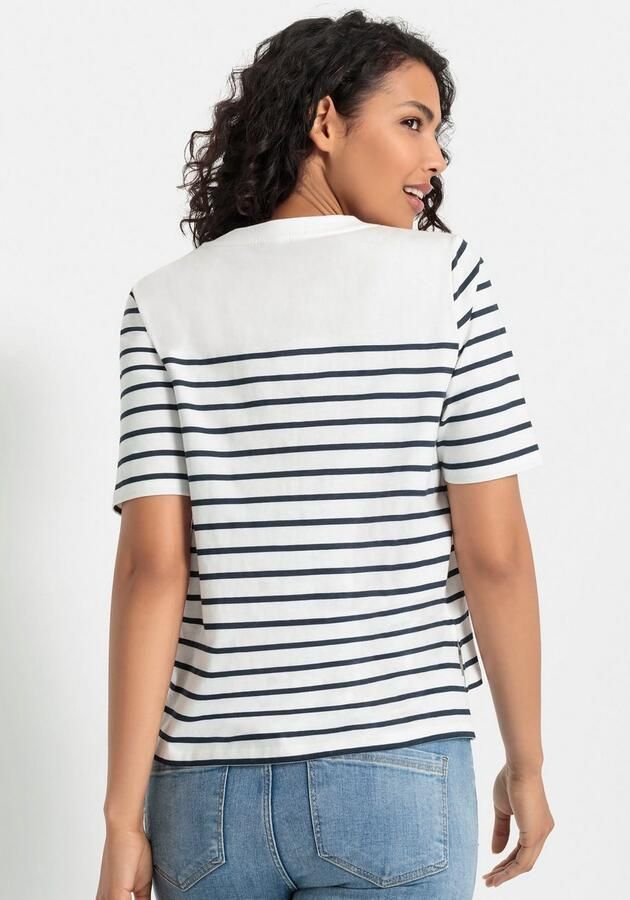 Lascana T-shirt met strepen katoenen shirt met korte mouwen slanke look basic - Foto 2