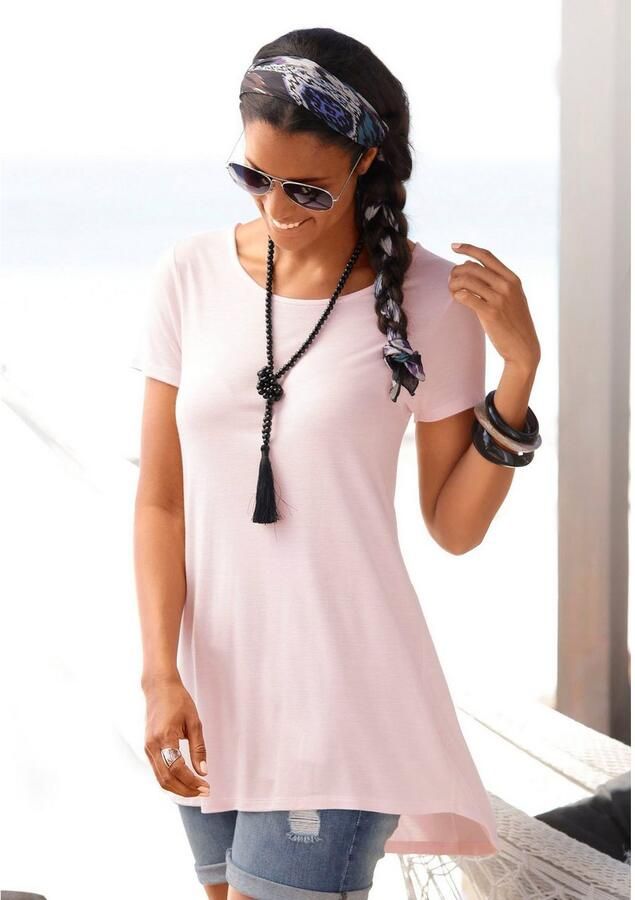 Lascana T-shirt met verlengd rugpand shirt met korte mouwen longshirt basic - Foto 6