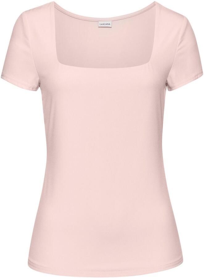 Lascana T-shirt van kreukvrij materiaal elegant kortarmshirt dubbelzijdig - Foto 2