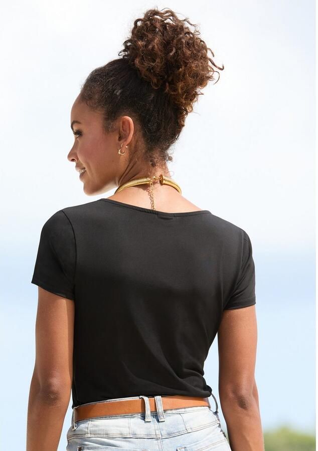 Lascana T-shirt van kreukvrij materiaal elegant kortarmshirt dubbelzijdig - Foto 3