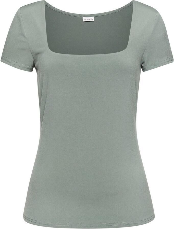 Lascana T-shirt van kreukvrij materiaal elegant kortarmshirt dubbelzijdig