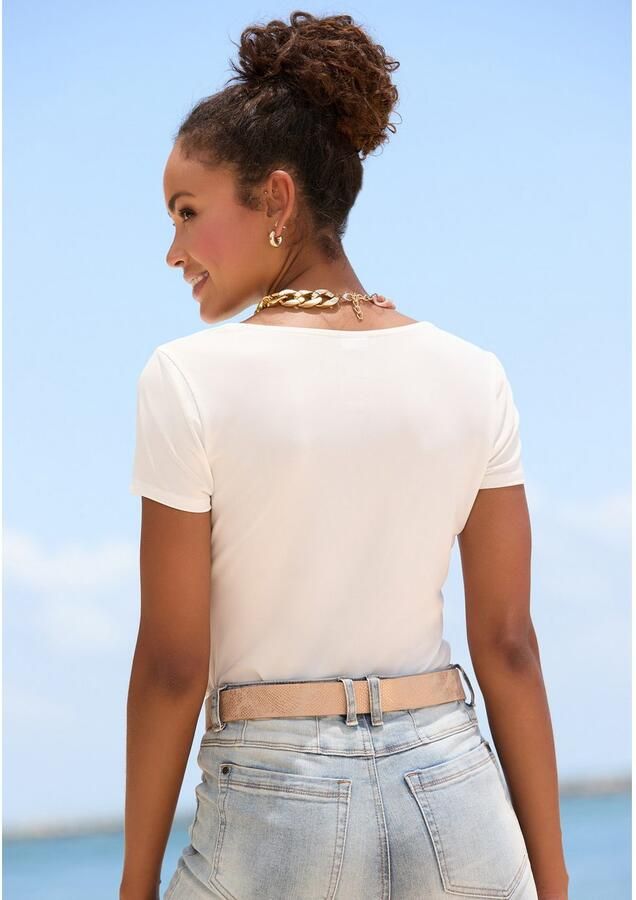 Lascana T-shirt van kreukvrij materiaal elegant kortarmshirt dubbelzijdig - Foto 2