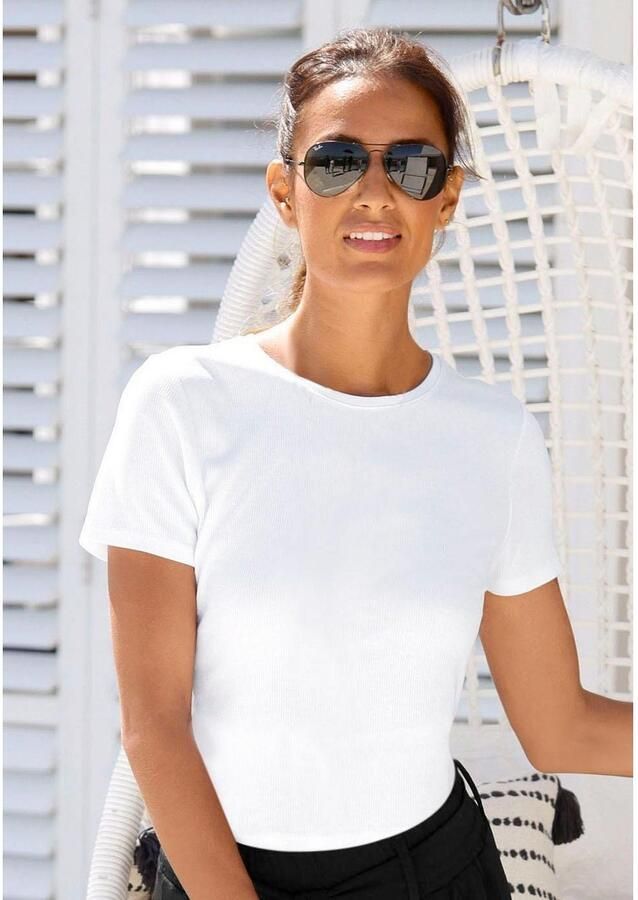 Lascana T-shirt van zacht ribmateriaal (Set van 2) - Foto 7