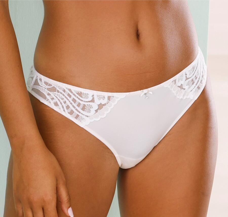 Lascana Tanga FLORA achterkant van licht transparant kant