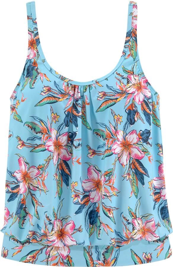 Lascana voorgevormde gebloemde tankini bikinitop lichtblauw