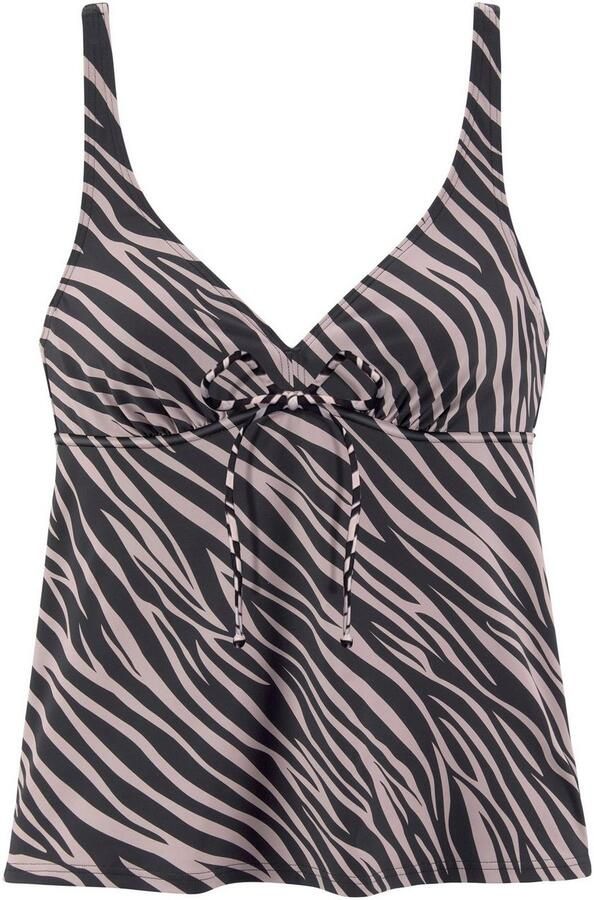 Lascana niet-voorgevormde tankini bikinitop zwart grijs - Foto 4