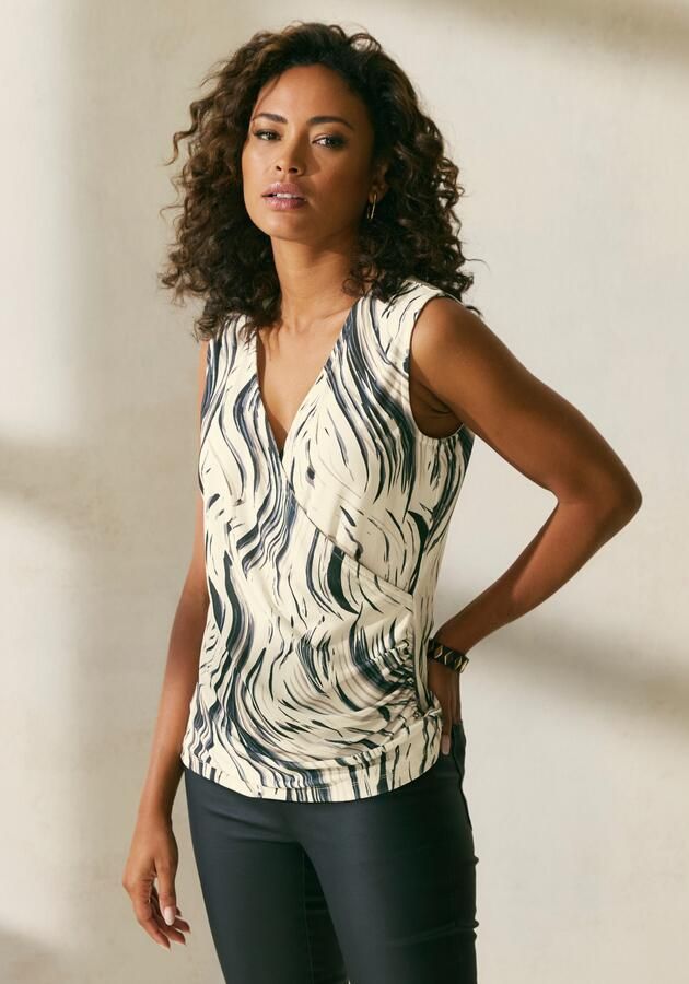 Lascana Tanktop in wikkel-look blousetop met alloverprint en zijraffing - Foto 5