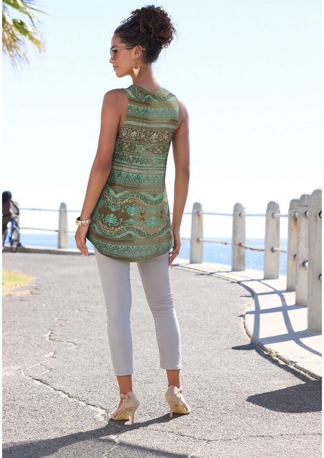 Lascana Tanktop met bandjes bij de hals blousetop met alloverprint - Foto 6