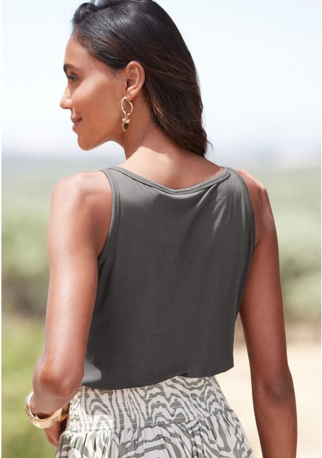 Lascana Tanktop met kettingdetails aan de banden figuurvormend jersey top - Foto 5