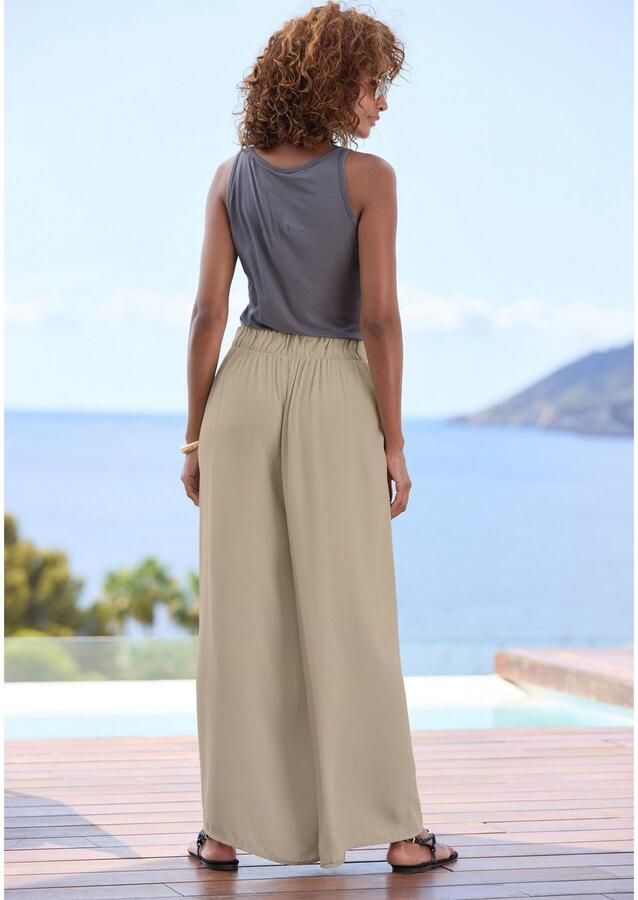 Lascana Palazzobroek met wijde pijpen en split stoffen broek losse pasvorm - Foto 2