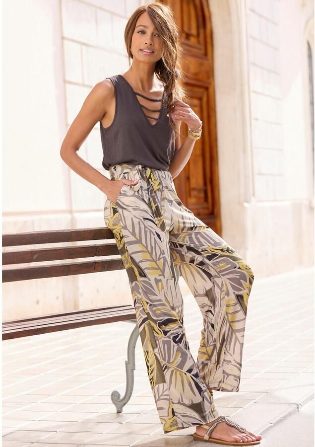 Lascana Tanktop met sierbanden jerseytop modieuze damestop - Foto 5