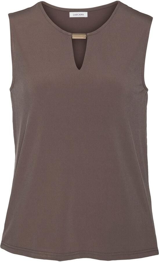 Lascana Tanktop van gladde jerseykwaliteit met cut-out elegant zomertop kreukvrij - Foto 4