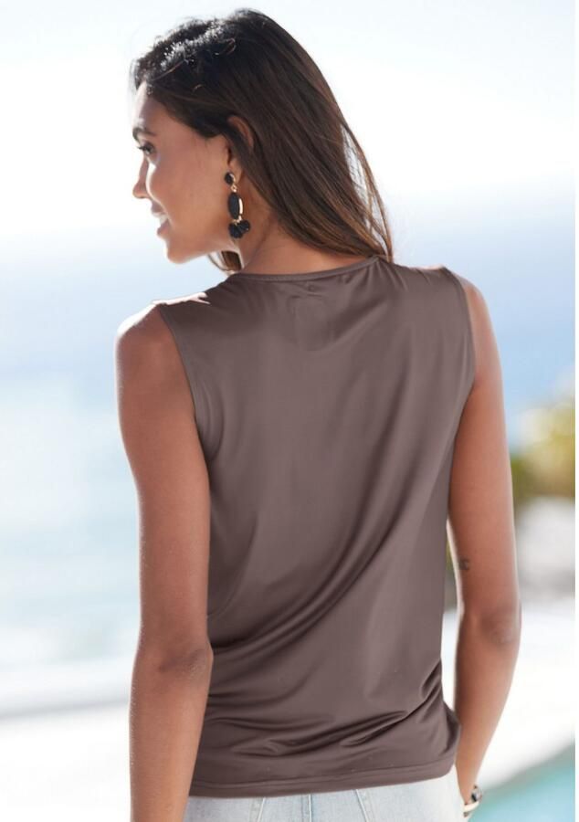 Lascana Tanktop van gladde jerseykwaliteit met cut-out elegant zomertop kreukvrij - Foto 3