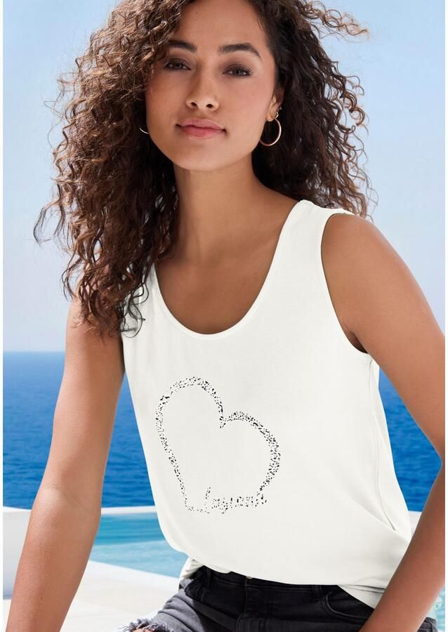 Lascana Top Met hartprint van zachte viscose-stretch