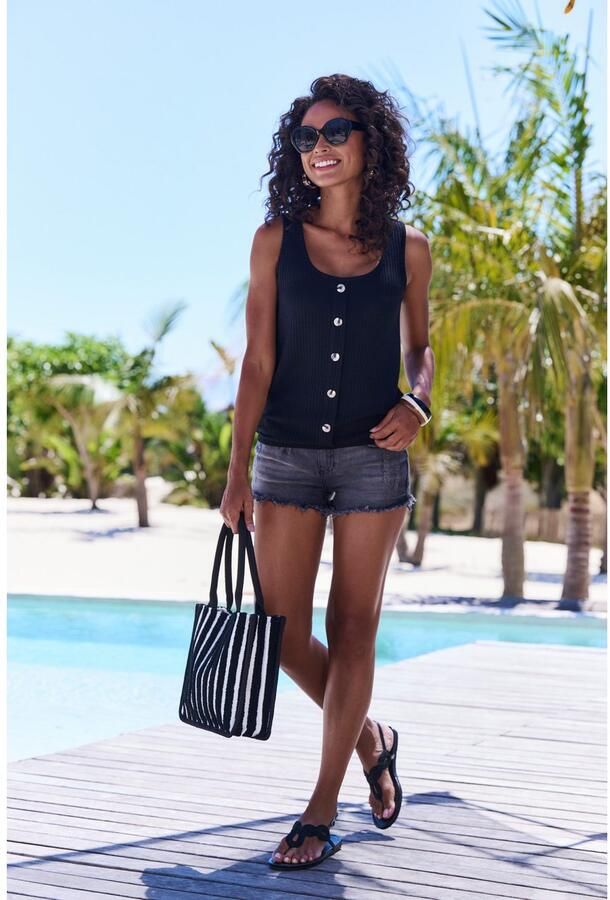 Lascana Top Met sierknoopsluiting van zachte piquékwaliteit (1-delig) - Foto 3