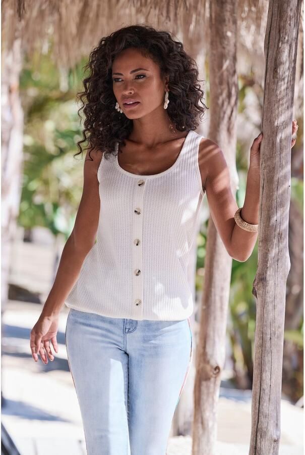 Lascana Top Met sierknoopsluiting van zachte piquékwaliteit (1-delig) - Foto 2