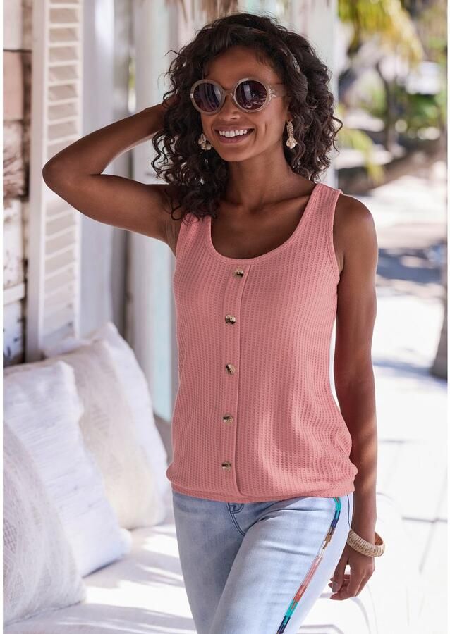 Lascana Top Met sierknoopsluiting van zachte piquékwaliteit (1-delig) - Foto 2