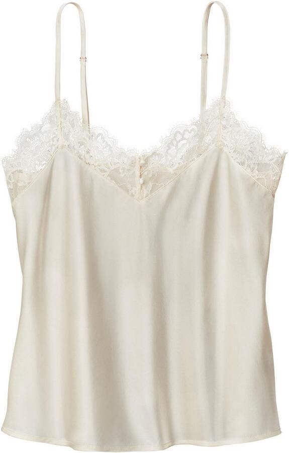 Lascana Top met spaghettibandjes Alana met hoog zijdegehalte en elegant kant lingerie - Foto 4