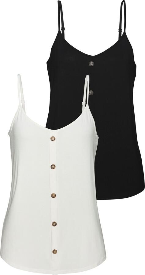 Lascana Top met spaghettibandjes Met sierknoppen in hoornlook (2-delig Set van 2) - Foto 7