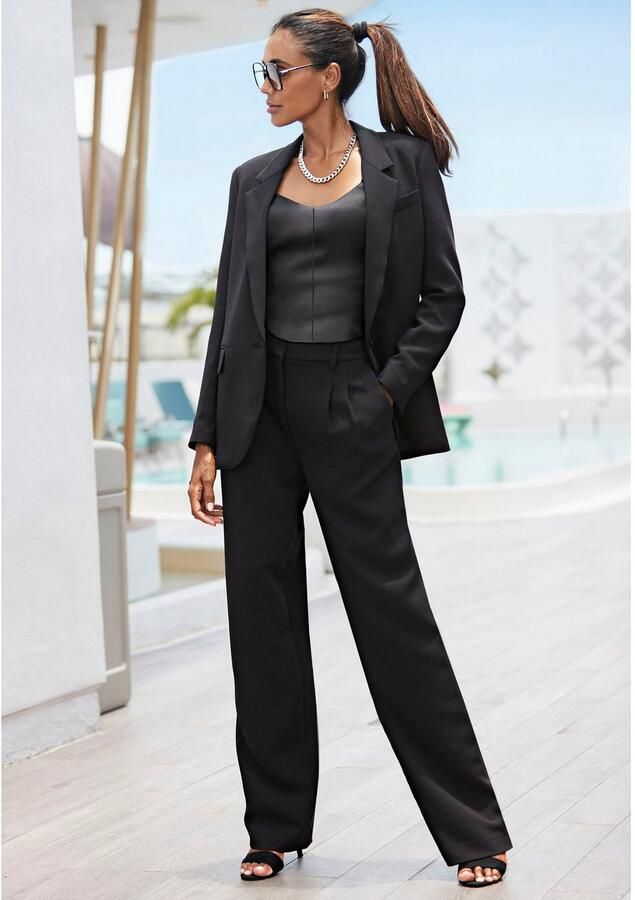 Lascana Top met spaghettibandjes van licht glanzende stretchstof dames top van imitatieleer - Foto 4