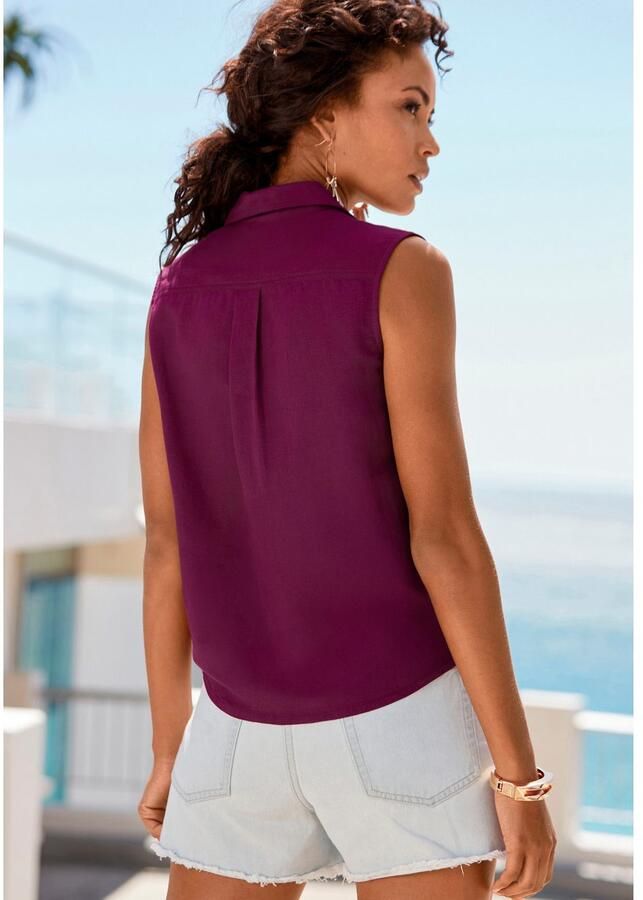 Lascana Top van zachte geweven stof met linnenpercentage damesblouse met overhemdkraag - Foto 3