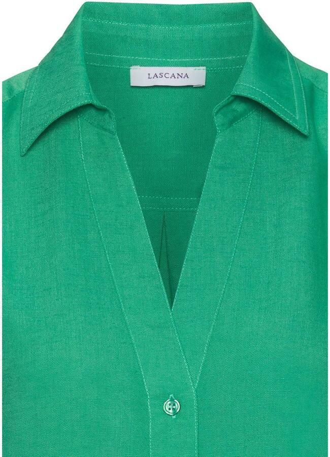 Lascana Top van zachte geweven stof met linnenpercentage damesblouse met overhemdkraag - Foto 2