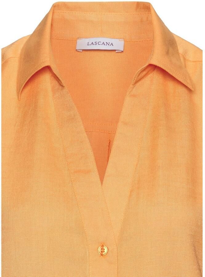Lascana Top van zachte geweven stof met linnenpercentage damesblouse met overhemdkraag