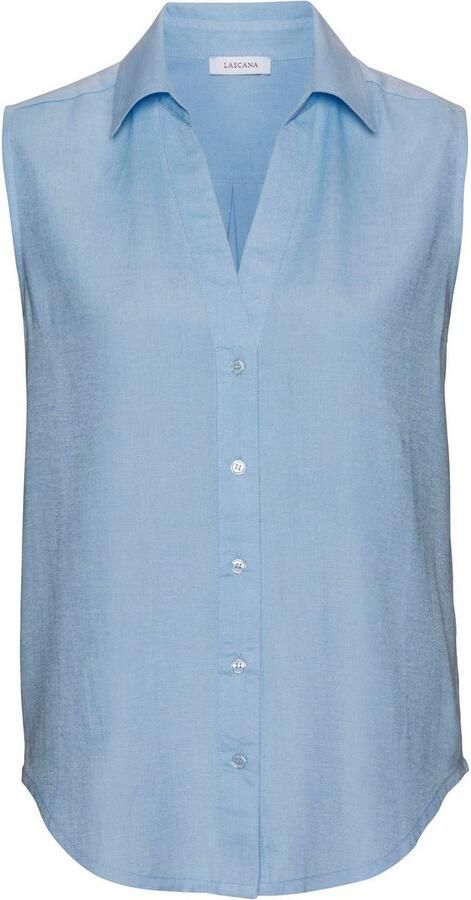 Lascana Top van zachte geweven stof met linnenpercentage damesblouse met overhemdkraag - Foto 3