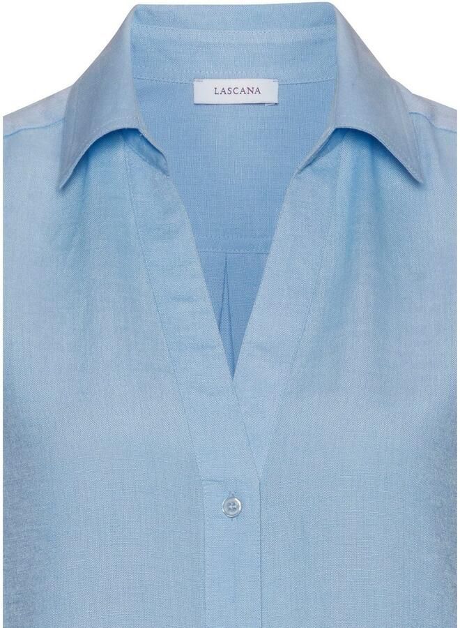 Lascana Top van zachte geweven stof met linnenpercentage damesblouse met overhemdkraag