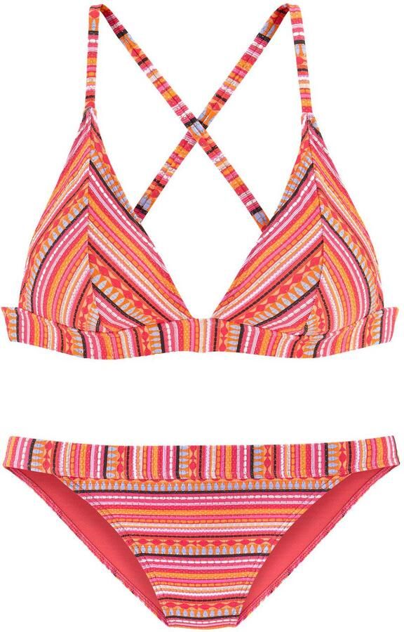 Lascana triangel bikini met all over print oranje roze geel - Foto 5