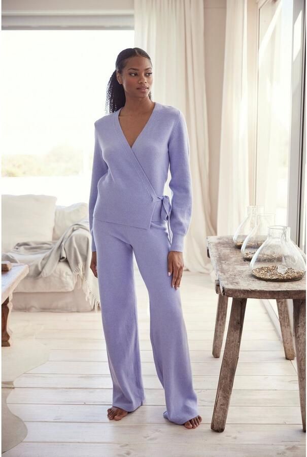 Lascana Wikkelvest Vest met bindstrik met brede ribband loungewear