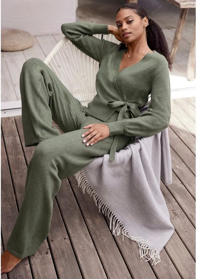 Lascana Wikkelvest Vest met bindstrik met brede ribband loungewear - Foto 6